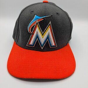 New Era 9Fifty MLB Miami Marlins Baseball Hat, Adjustable Snapback, Gray Orange